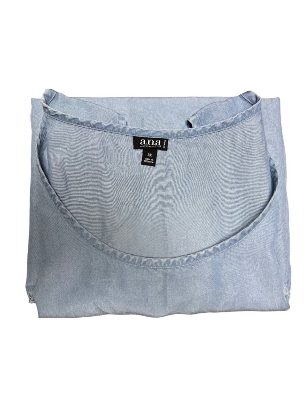 A.N.A Sleeveless Tank Top 3X With Side Button Details Frayed Hem Soft Light Blue - Picture 7 of 7